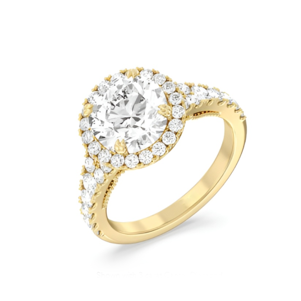 Engagement Ring Womens Yellow Gold 14k Lab Grown Round 2 Ct IGI Diamond EF VVS2-image