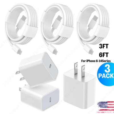 3Pack 20W Super Fast Charger USB Type C For iPhone 14 13 12 11 Pro Max Xs 8 Plus