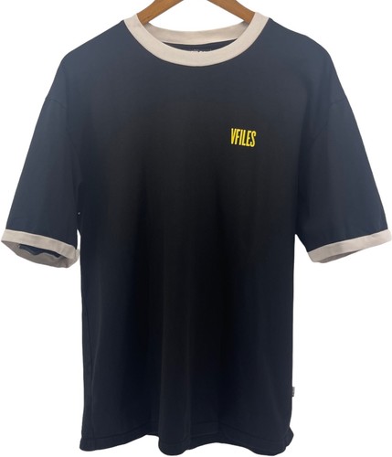 VFiles Shirt Mens Medium Black White Basic Short Sleeve Ringer Casual Cotton Tee - 第 1/11 張圖片