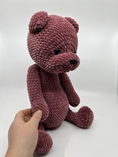 LARGE Artist Made Chenille Crocheted Bear Jointed Movable Posable with Mouth