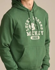 Disney Men's Green LRG Mickey Mouse Embroidered  Pullover Sweatshirt