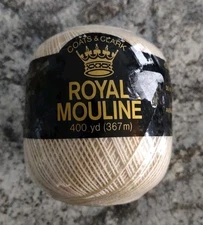 Coats & Clarks Royal Mouline 400 yd Crochet Thread - Ecru 825 Dye Lot 8417