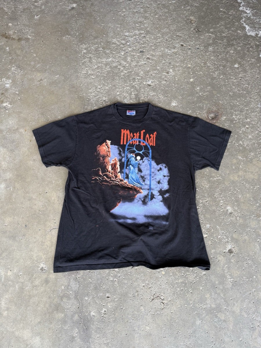 Vintage 90s Single Stitch Meat Loaf Bat Out Of Hell Tour Graphic Band Tshirt L