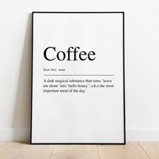 Kitchen Prints HANGRY SNACCIDENT COFFEE TEA GIN Kitchen Wall Art Poster A5 A4 A3