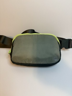  Lululemon Everywhere Belt Bag in a grey/sage and neon green colorway
