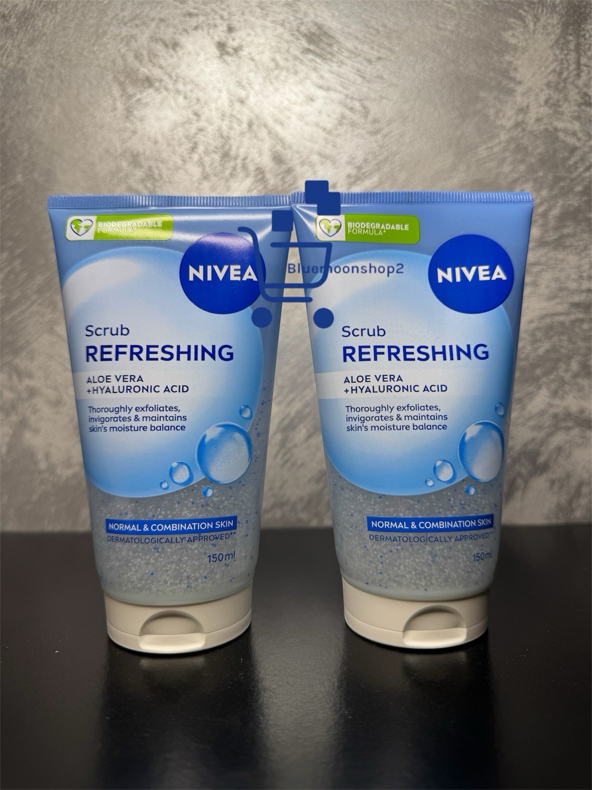 2 x 150ml Nivea Face Scrub Refreshing ALOE VERA + Hyaluronic Acid