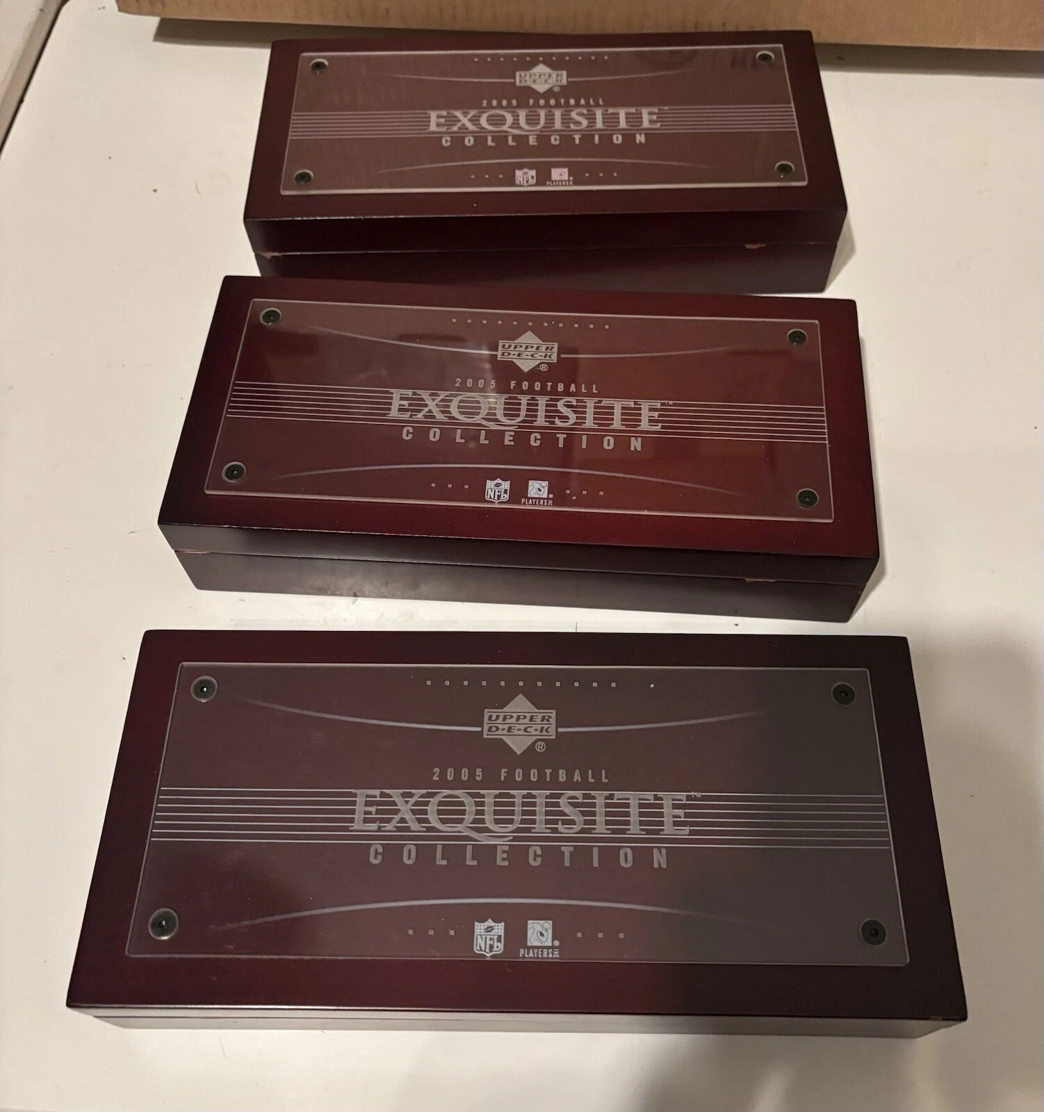 2005 Upper Deck Exquisite Football Empty Cherry Wood Box