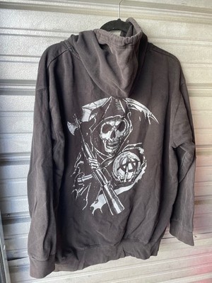 Sons of Anarchy SAMCRO Reaper Graphic Hoodie Sweatshirt Black Full Zip Men's 3XL