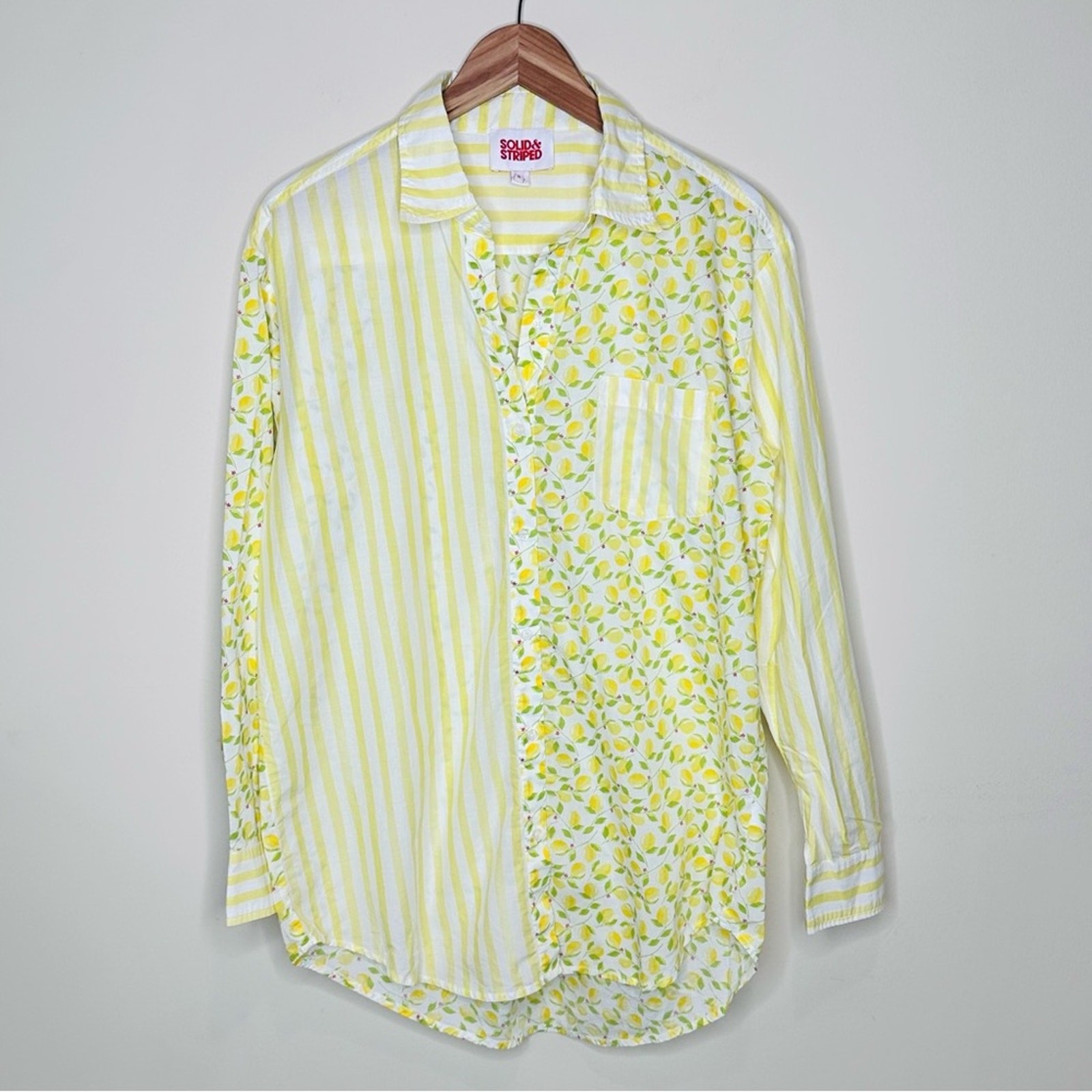 SOLID & STRIPED Lemon Print Button Down Shirt Siz… - image 3