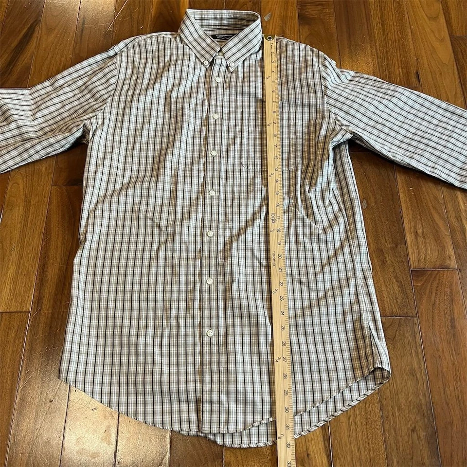 Camisa social masculina xadrez Dockers 16 acabamentos ajuste botão para baixo casual - Imagem 3 de 4