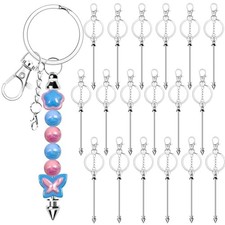 18 Pack Beadable Keychains Bars DIY Blank Beadable Keychains 18 Pack - Silver