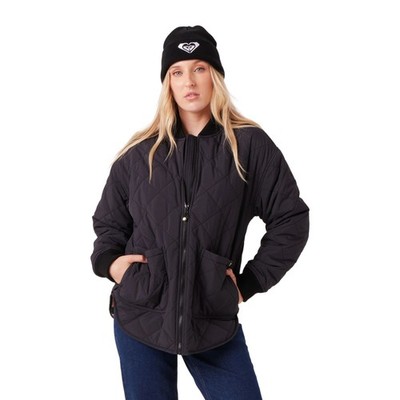 Roxy Aurora Quilted Bomber Women's Winter Jacket, Black, X-Large