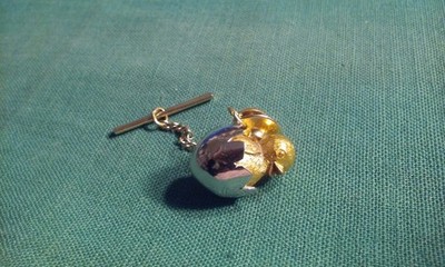 Avon Hatching Baby Chick Lapel Pin Tie-Tack Gold&Silver-Tone Metal w/ Bell Clasp