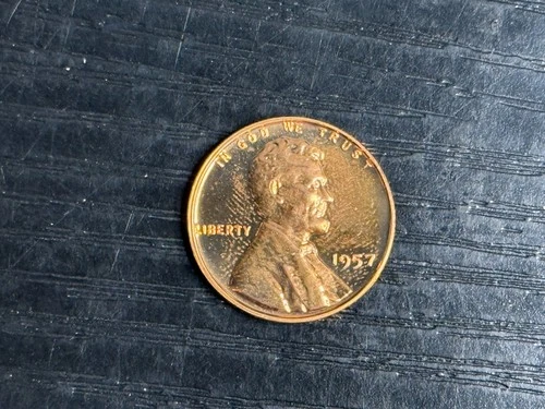 1957 PROOF Lincoln Head Wheat Penny One Cent Coin 1c - ME5418