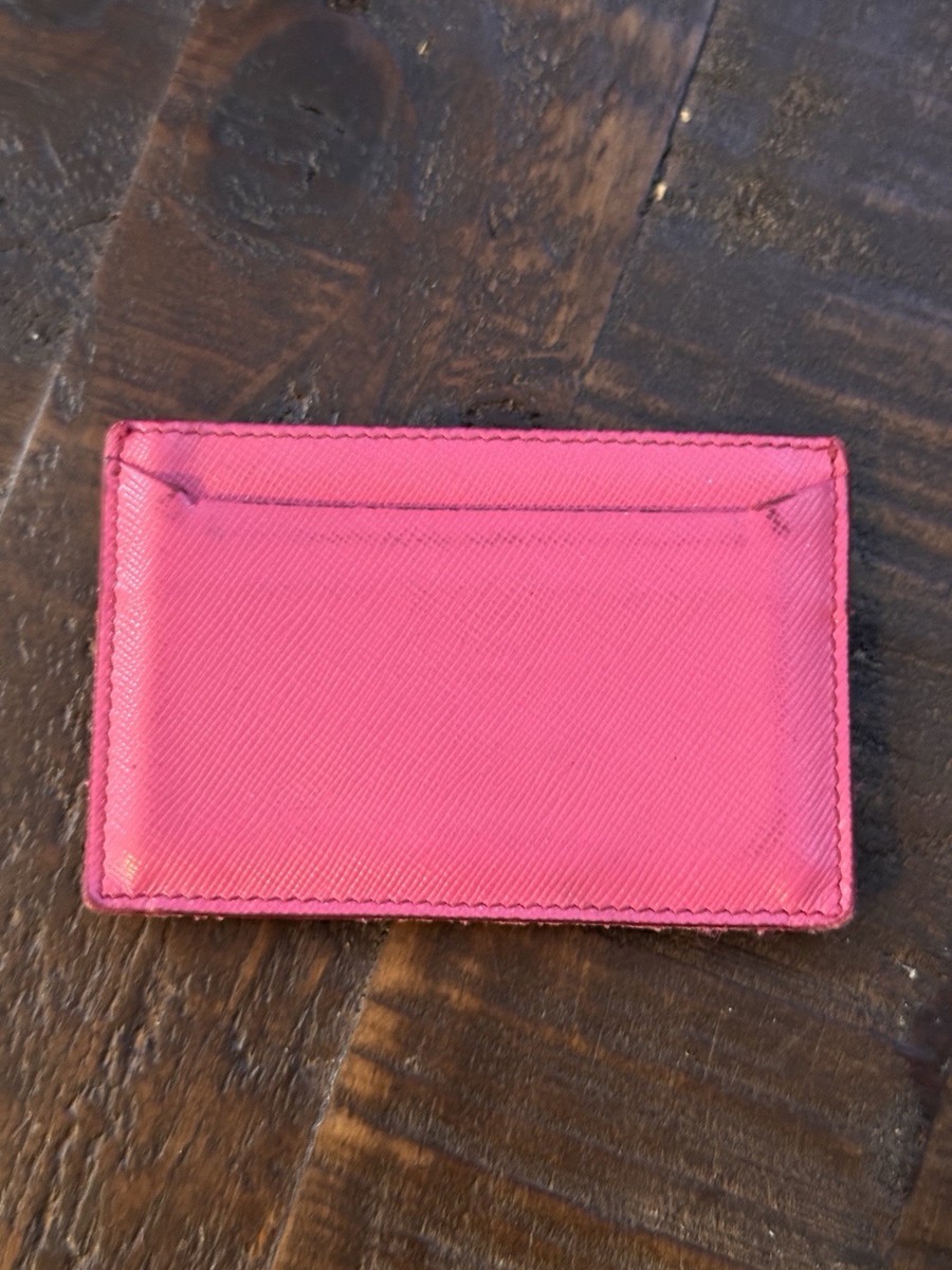 PRADA Pink Saffiano Leather Logo Card Holder | eBay