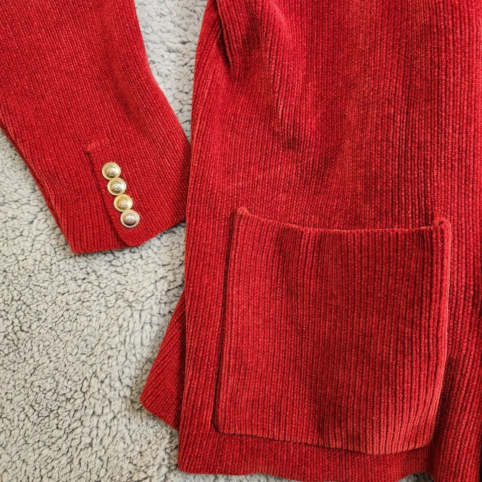 Cárdigan Suéter Blazer Vintage Años 80 Ralph Lauren Para Mujer Grande Cresta Roja Bolsillos Foto 2 de 4