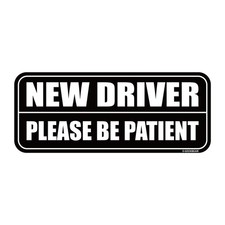 New Driver Car Magnet, 8.7 x 3.5 in, Reflective, Black, Weather-Resistant, Sign
