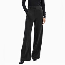 Theory Lonan Classic Black Wool Wide Leg Trousers