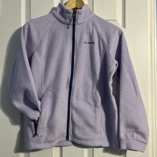 Columbia Youth Purple Fleece Full zip Jacket Size L 14-16 Girls Spring Lavender