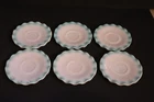 6 Vintage Hazel Atlas Ripple Crinoline Turquoise Ruffle Tea Cup Saucer Plates