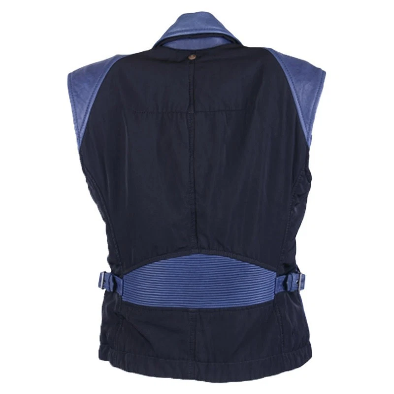 DIESEL G-ELEA Womens Biker Jacket Genuine Leather Cafe Racer Sleeveless Coat - Image 3 of 4