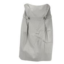 Davids Bridal Dress Size 18 Silver Metallic Strapless Knee Length Jewel Accents