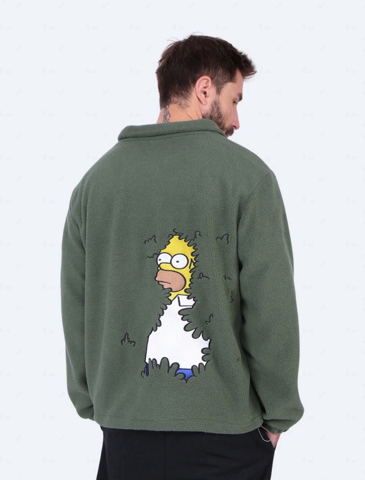 Homer Simpson Bush Meme Jacket Medium Unisex Oversized Teddy Fleece Streetwear
