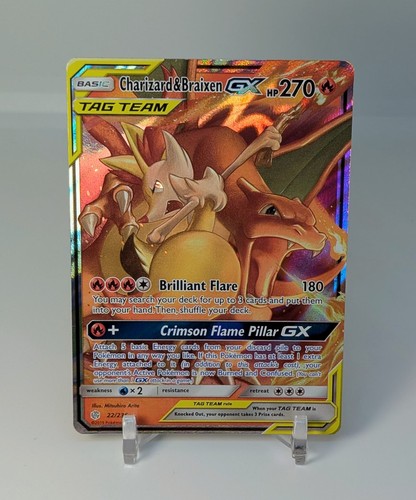 Charizard & Braixen GX Tag Team ✨NM Holo✨ Sun & Moon Cosmic Eclipse #22/236