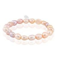 Cavill Armband SüßWasserperlen 925 Silber Rhodiniert Pfirsich Purpur