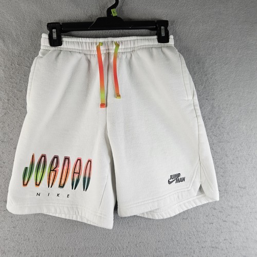Jordan Nike Shorts Youth Large White Jumpman Graphic Drawstring Fleece Lounge