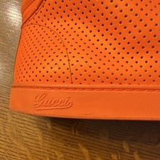 Gucci Men s Orange Leather High-Top Lace-Up S...