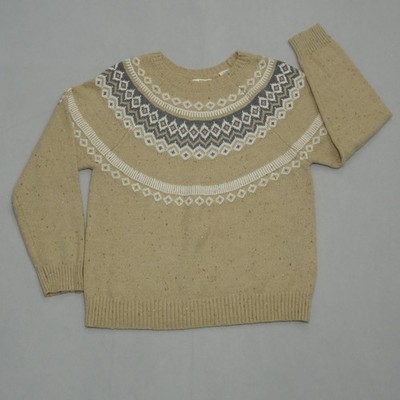 Original Weatherproof Vintage Tan Fair Isle Pullover Sweater Crewneck Women's M