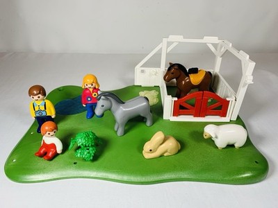 Playmobil 1.2.3 Bauernhof Set Konvolut Stalltiere Figuren Pferd Schafe Hasen Sockel