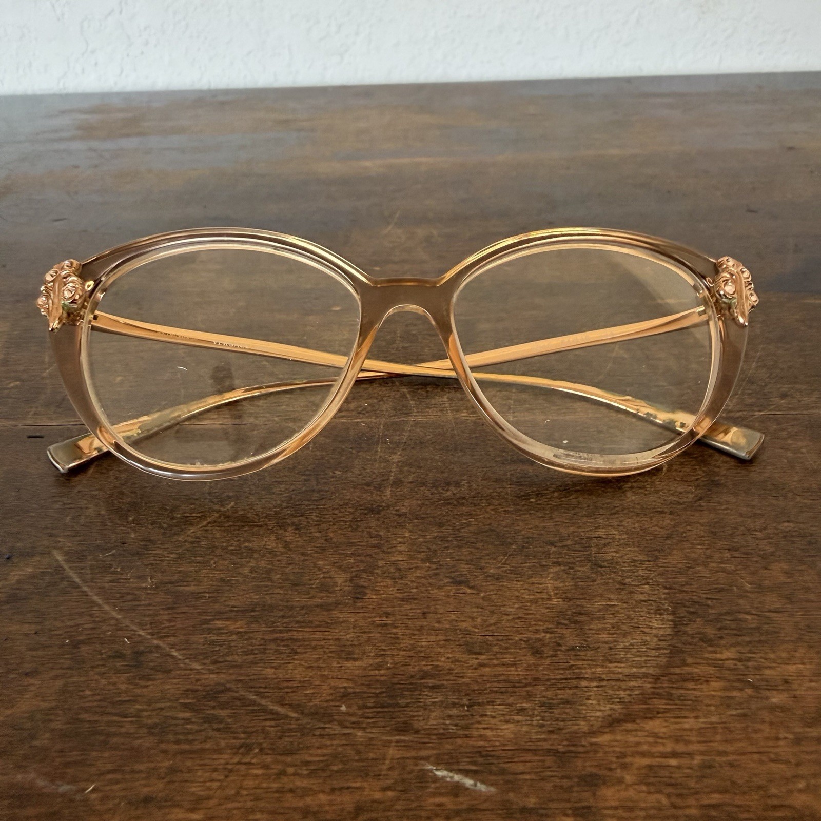 VTG Versace 3262 B  5215 Clear Rose Gold Eyeglasses Frames Only 54 16 140 READ thumbnail 5
