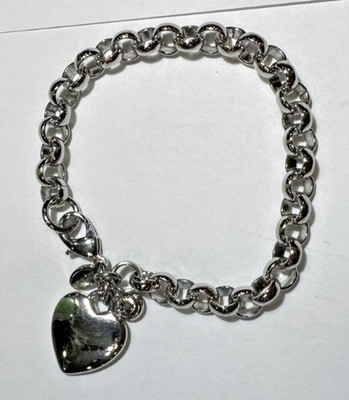 Park Lane Cherish Lang Herz Anhänger Rolo Link 7  Silber T Strass Armband