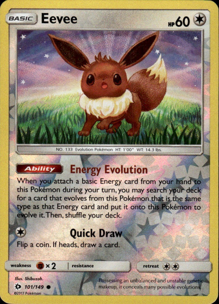 Eevee Reverse Holo Common SM Base Set 101/149 NM