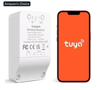 Smart Wi-Fi Light Switch, 2 Channels Linptech Wireless Relay Switch Tuya App Rem