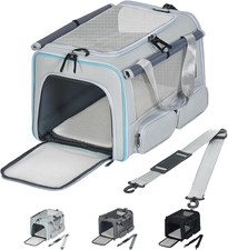 Cat Carrier Soft Sided Pet Travel Bag for Small Dogs 15lbs Privacy Curtain Folda
