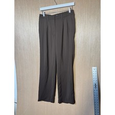 Quince Womens Ultra-Stretch Ponte Wide Leg Pants Chocolate Brown Size 8 Pleated
