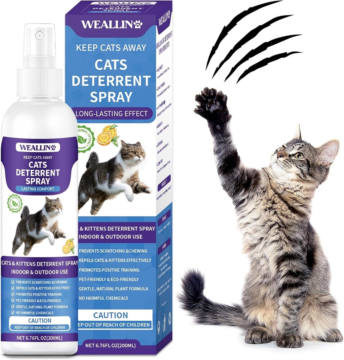 WEALLIN Cat Repellent Spray, 200ml Cat Deterrent Spray Indoor