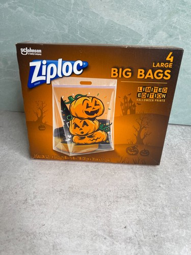 Ziplock 4 Large Halloween Big bags New open box Limited edition Pumpkins - Picture 2 of 4