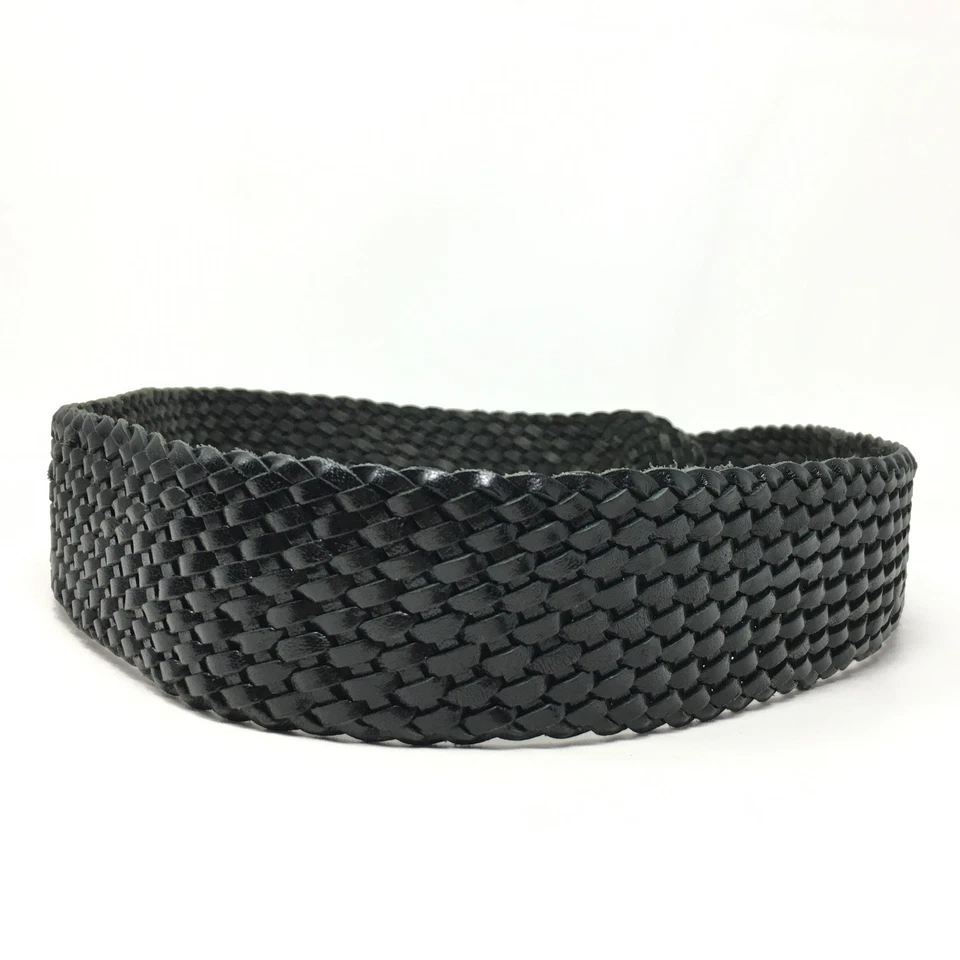 Cinturón de cintura ancha Cole Haan para mujer talla S pequeño negro tejido cuero trenzado Foto 3 de 4