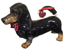 Blue Sky Clayworks Black and Tan Dachshund Wag for Kisses 8"L 7"H