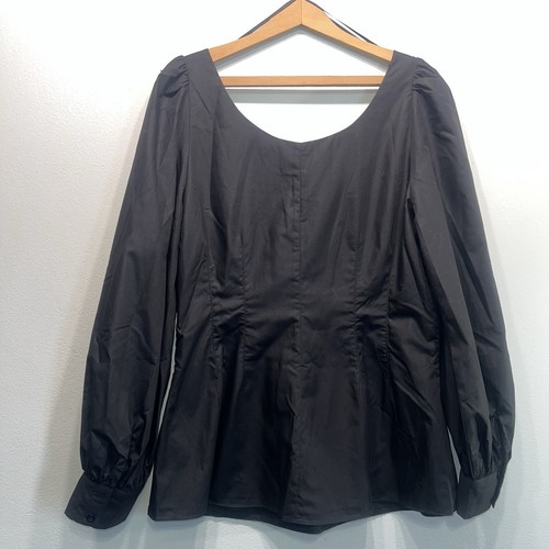 Top Pomander Place nero Diane taglia Large nuovo senza etichette $138 Scoop Puff LS Tuckernuck - Foto 6 di 8