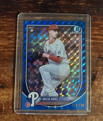 25 Bowman Chrome Mick Abel, Phillies/Twins, 12/150, 202/299, 25/499.