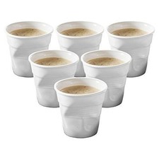 Revol Froisses Bicchiere espresso stropicciato porcellana bianca 2,75 once, set di 6