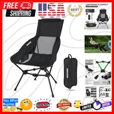 Lightweight Folding High Back Camping Chair with Head Support - Portable Comfort