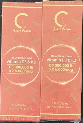 Green People Strawberry Flavored Vitamin D3 & K2 PK OF 2 EXP. 1/2027 SEALED NEW