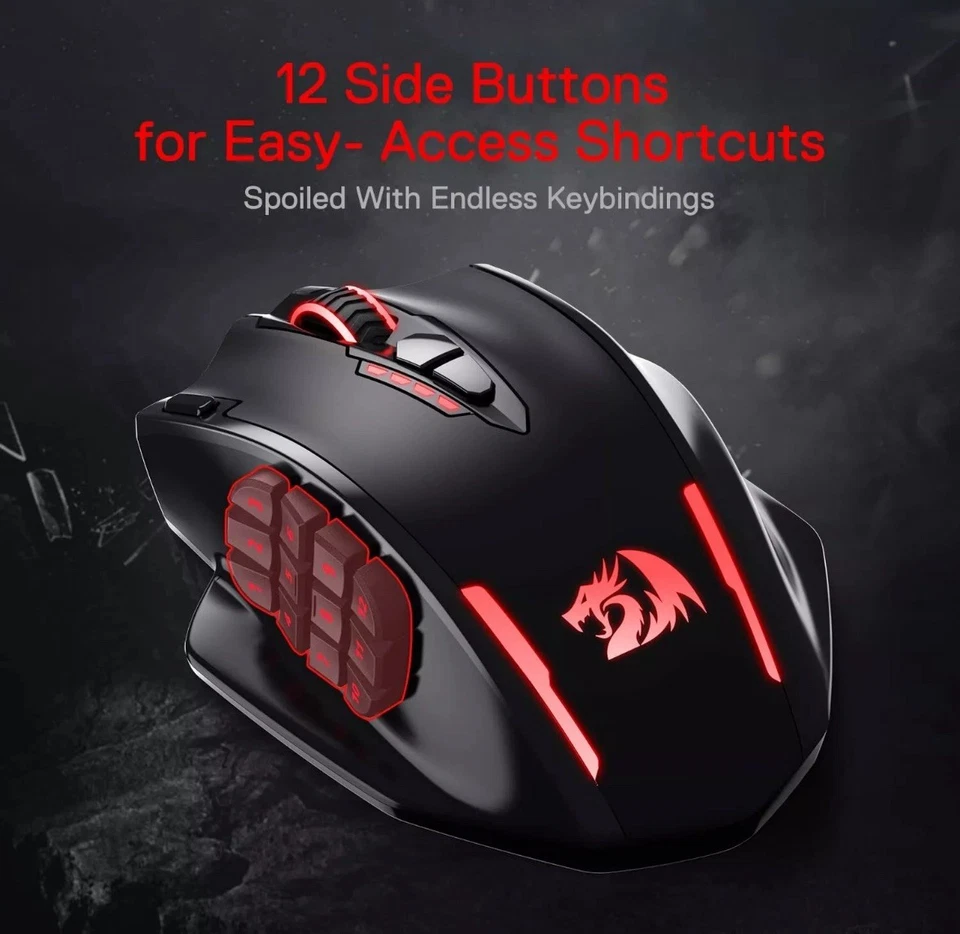 Redragon M913 Impact Elite Wireless Gaming Mouse, 16000 DPI Wired/Wireless RGB - Image 4 of 4