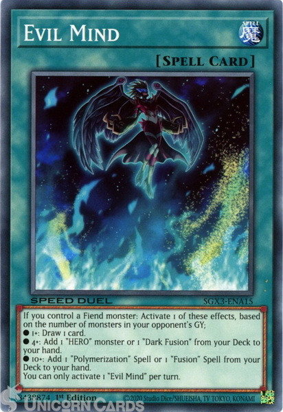 SGX3-ENA15 Evil Mind :: Common 1st Edition Mint YuGiOh Card